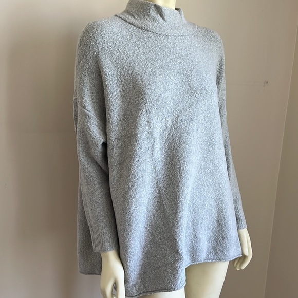 Nwt J. Jill Pure Jill Women’s Gray Mock Neck Side Tie Boucle Sweater Zinc MP/LP - Picture 4 of 16
